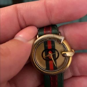 Gold and leather VTG watch